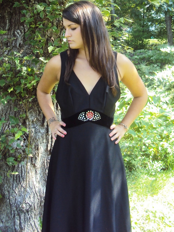 vintage boho dress / black maxi dress / Stevie Ni