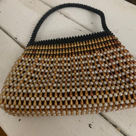 1950s BEADED Tiny Purse / Top handle purse