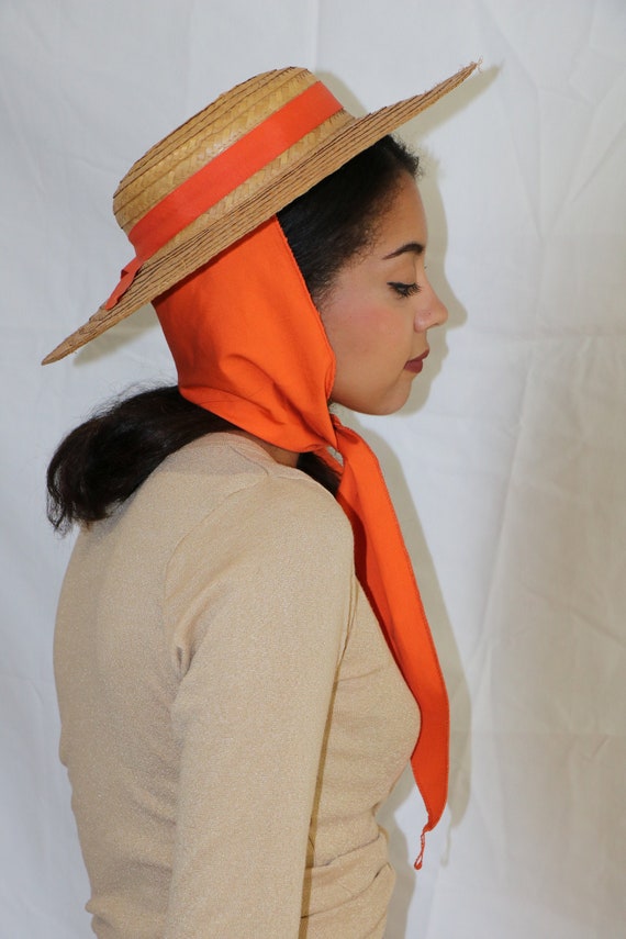 50s straw hat / orange sash