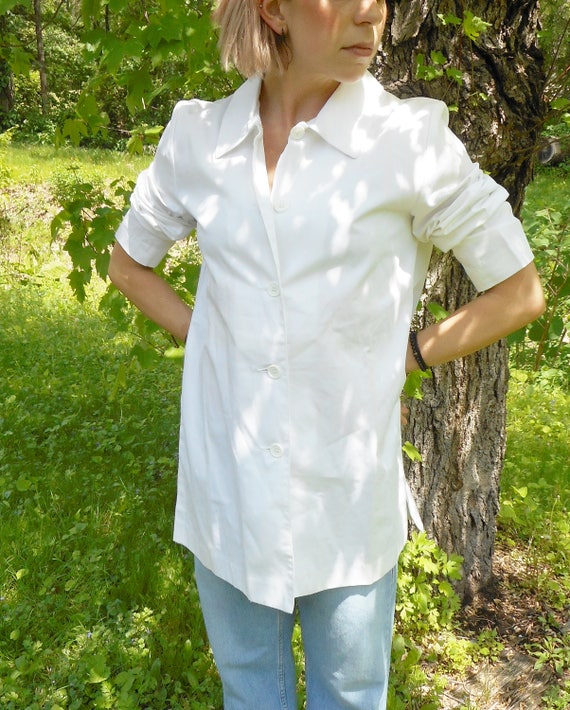 long white shirt / white buttondown / s - m