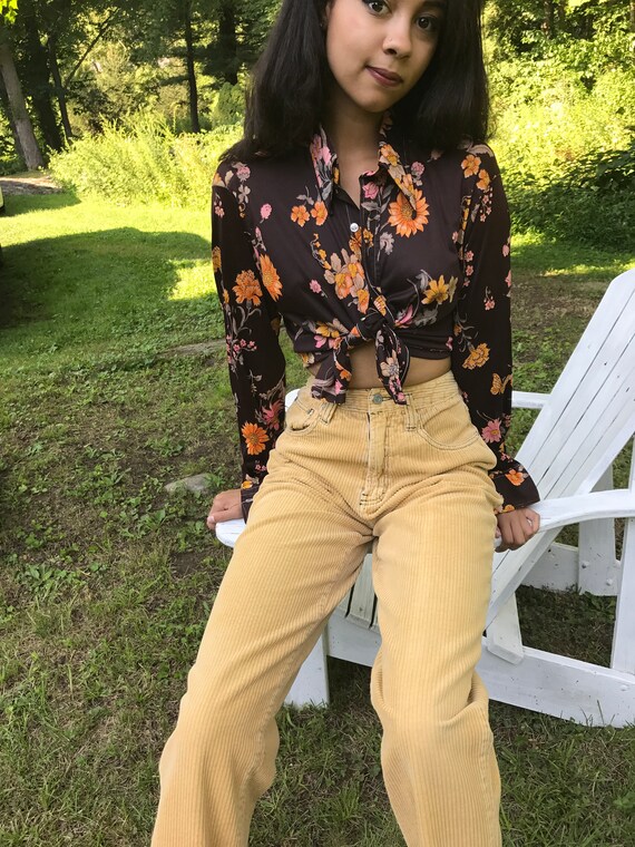 1970s pointy collar shirt / s - m / dagger collar