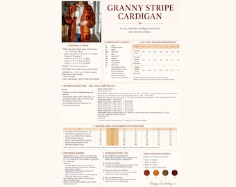 チャンキーなグランマスクエアプルオーバーの編み図 | オーバーサイズボヘミアンカーディガン PDF