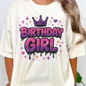 Menina de aniversário png - Aniversário png - Arquivo para impressão - Design de sublimação - Camisa de aniversário para meninas png - Download digital