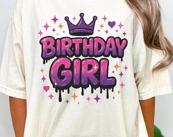 Cumpleaños de niña PNG: Diseño de sublimación vibrante (descarga digital)