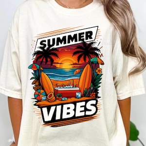 Summer Vibes Png, Sublimation Design, Colorful Summer Clipart, Beach Digital Image, Tropical Png, T-Shirt Design, Instant Download Png, DTF