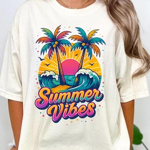 Summer Vibes Png, Sublimation Design, Colorful Summer Clipart, Beach Digital Image, Tropical Png, T-Shirt Design, Instant Download Png, DTF