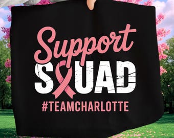 Custom Breast Cancer Awareness PNG: Pink Ribbon Support Squad (Digital Download)