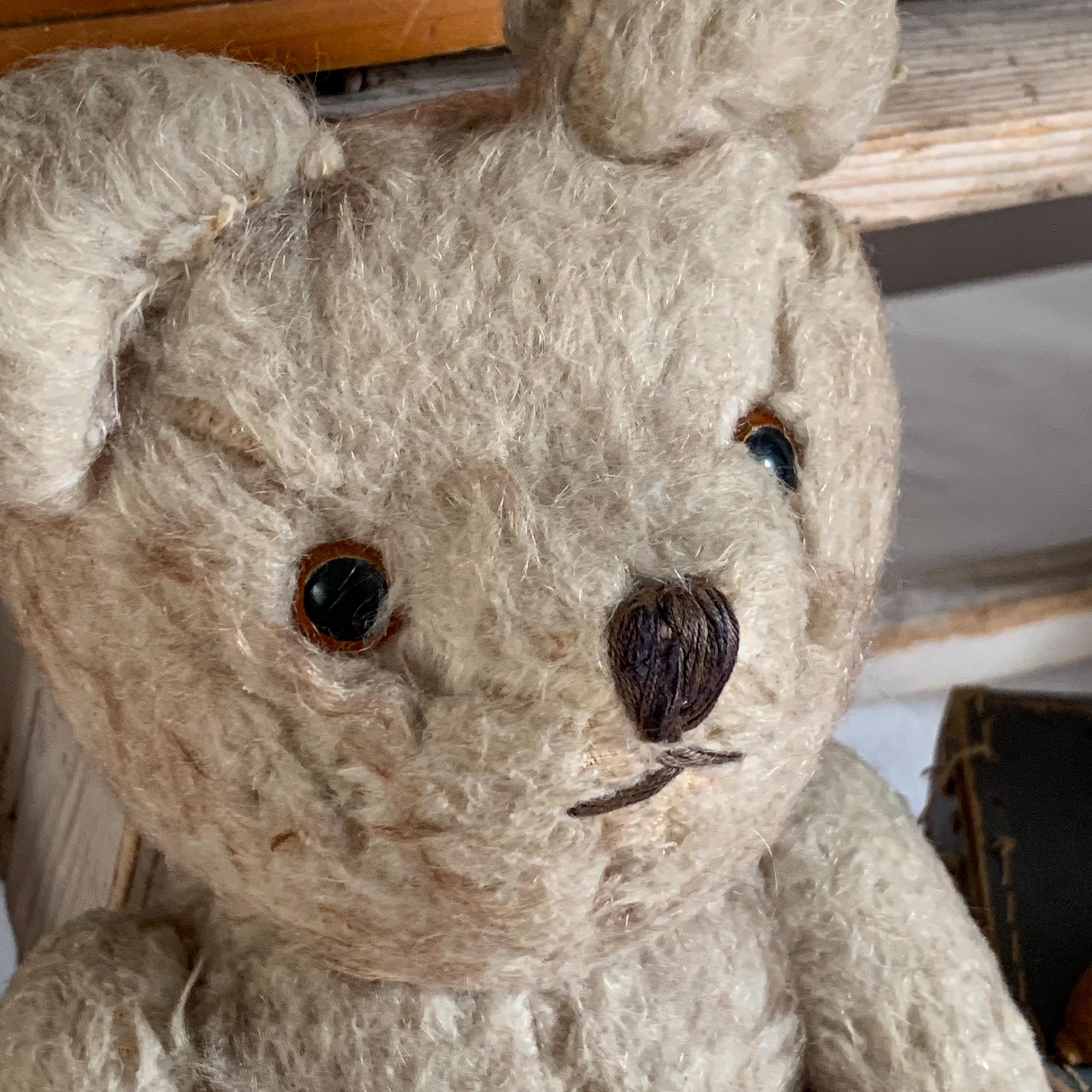 Ancien Ours En Peluche Rembourré De Paille – Authentique – "dans Son Jus" – Sans Marque