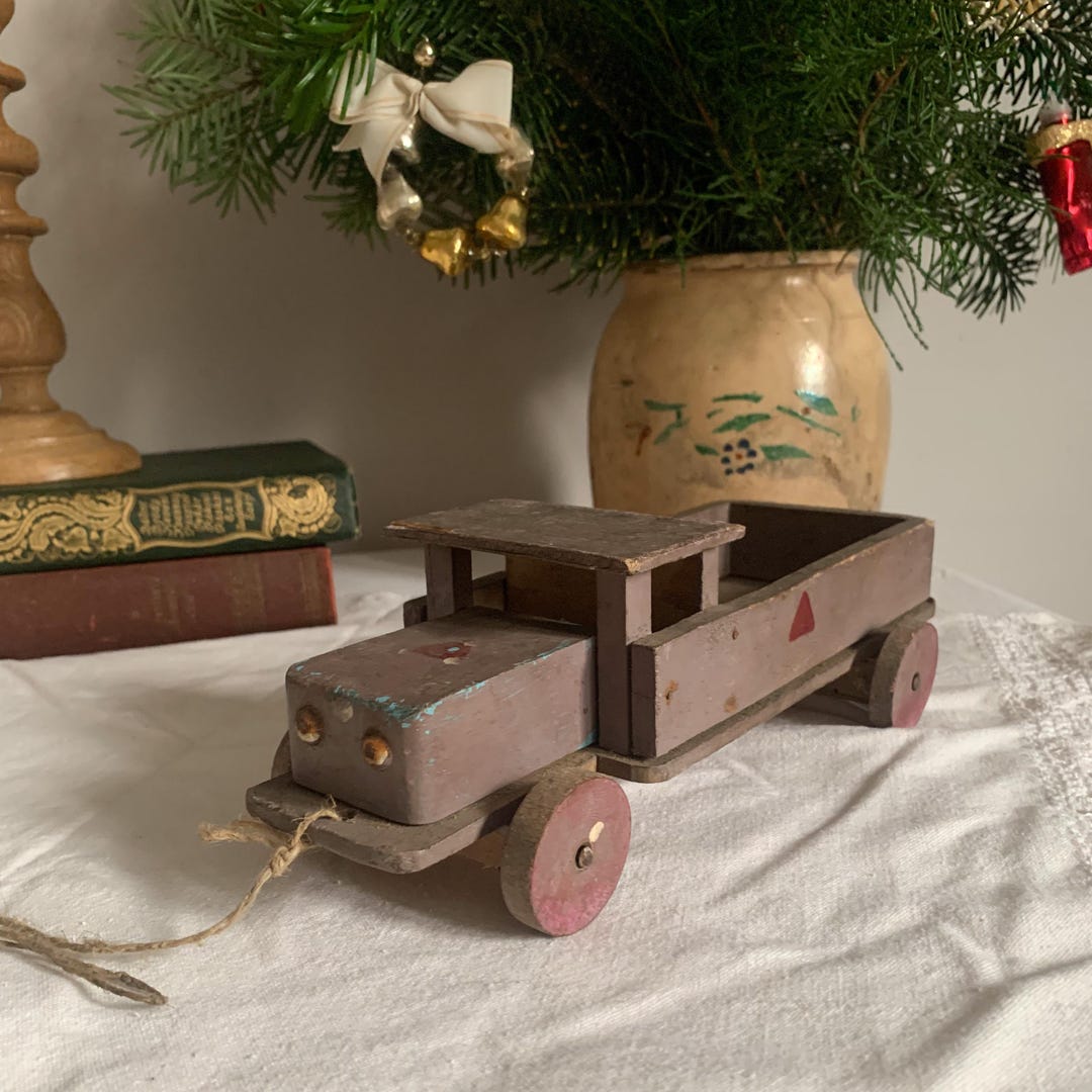 Vintage Wooden Toy Truck - Handmade 1950s Rustic Wood Car - Etsy