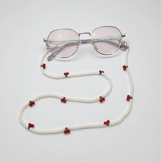 Eyeglasses Chain Cherry Cherry Red Teardrop Eyeglass Chain: Gold-plated Reading  main image 2