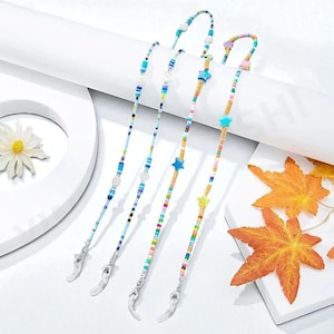 Kawaii Acrylic Glasses Chain | Butterfly and Star Eyeglass Strap | Cute Sunglass Holder | Colorful Spectacle Cord for Teens Women