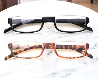 Half Frame Reading Glasses | Spring Hinge Unisex Readers +1.0 to +4.0 | Lightweight Eyewear for Men & Women