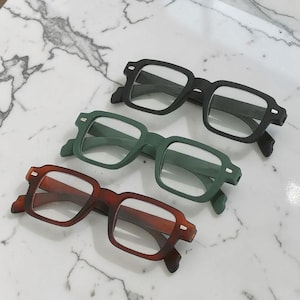 Gafas de lectura rectangulares para hombre y mujer / Gafas retro ligeras / Gafas unisex de moda con lentes transparentes