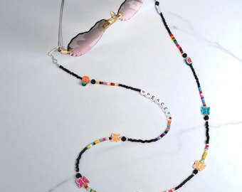 Fruit Beads Glasses Chain for Women, Colorful Acrylic Eyeglass Strap, Summer Spectacle Chain, Brillenkette Sunglasses Holder