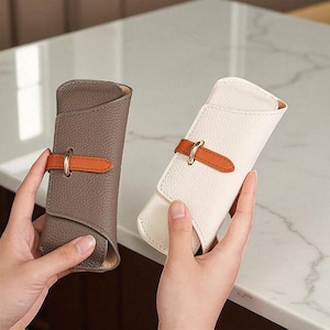 Custom Leather Glasses Case – Personalized Sunglasses Holder with Initials, Travel Eyeglasses Pouch for Women, Luxury Name Gift Bag