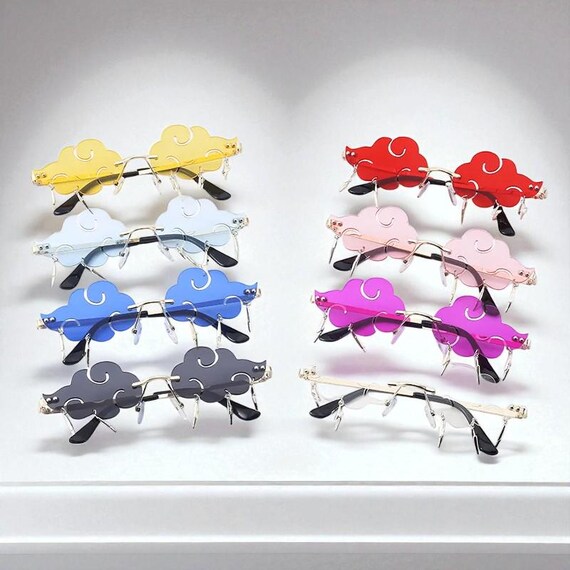 4 pieces retro rave Stylish Cloud rimless Sunglasses Amazon.com: ayigu Rimless Cloud Sunglasses for Women Men  main image 2