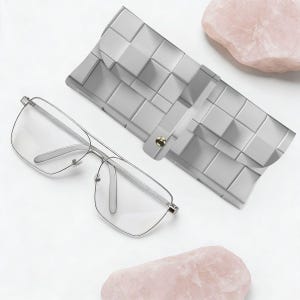 3D Square Pattern Glasses Case | Modern Geometric Eyewear Holder | Minimal Case