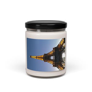 Eiffel Tower Soy Candle Travel-Inspired Scented Candle Paris Photo Label Gift for Her French Decor Romantic Home Accent