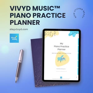 Piano Practice Planner: Digital & Printable Music Organizer with Stickers