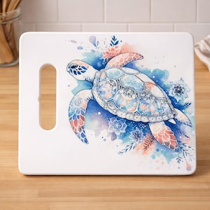 Sea Turtle Ceramic Trivet, Coastal Kitchen Decor, Watercolour Turtle Hot Plate