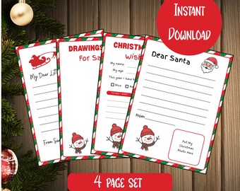 Christmas Letter to Santa | Kids Printable Stationery Bundle | A4 & US Letter Size | Digital Download