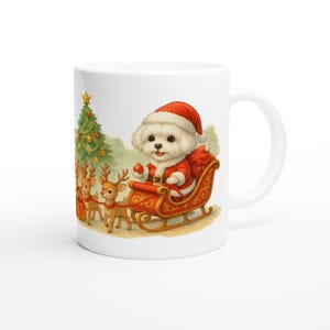 Maltese Terrier Santa Mug | Festive Coffee Mug | Christmas Gift | Christmas Mug | Fun Dog Mug | Ceramic Coffee Cup | Dog Lover&#39;s Mug