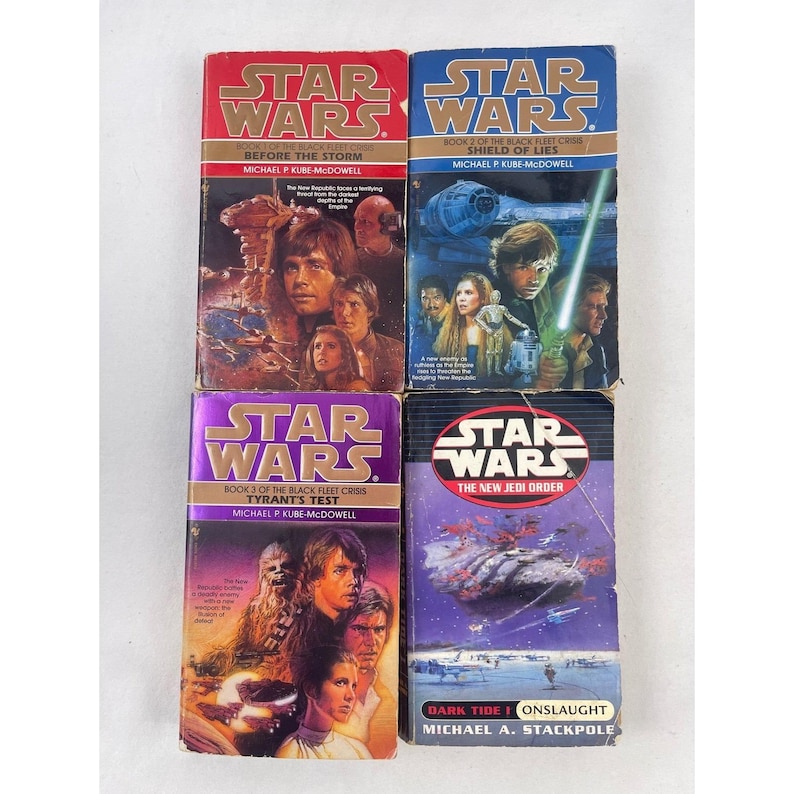 Star Wars Black Fleet Crisis Trilogy & New Jedi Order Onslaught 4 Book Lot PB image 1