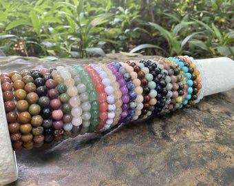 Handmade Crystal Beaded Bracelet, Natural Gemstone Stacking Bracelet, Dainty Jewelry Gift for Women