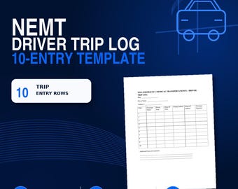NEMT Driver Trip Log | Medical Transportation Trip Sheet | Passenger Pickup & Drop-Off Log Template