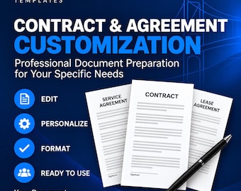 Contract & Agreement Customization Service – Professional Document Editing, Formatting, Personalized Legal Template Preparation