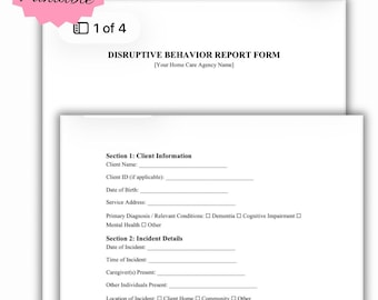 Formulario de informe de incidentes de comportamiento disruptivo / Plantilla de documentación para cuidadores (descarga digital)