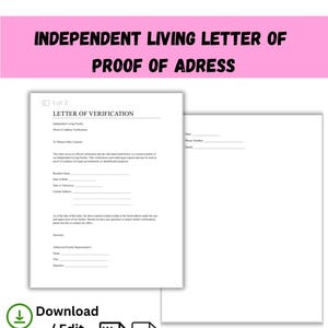 Proof of Address Letter Template for Independent Living Facility | Resident Verification Form PDF