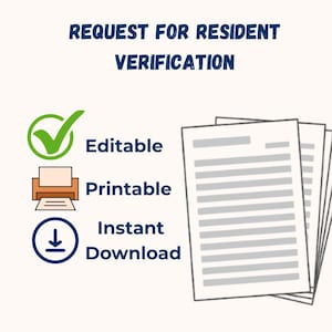 Resident Verification Request Form – Tenant Housing Reference Template with Consent Section (Printable PDF)