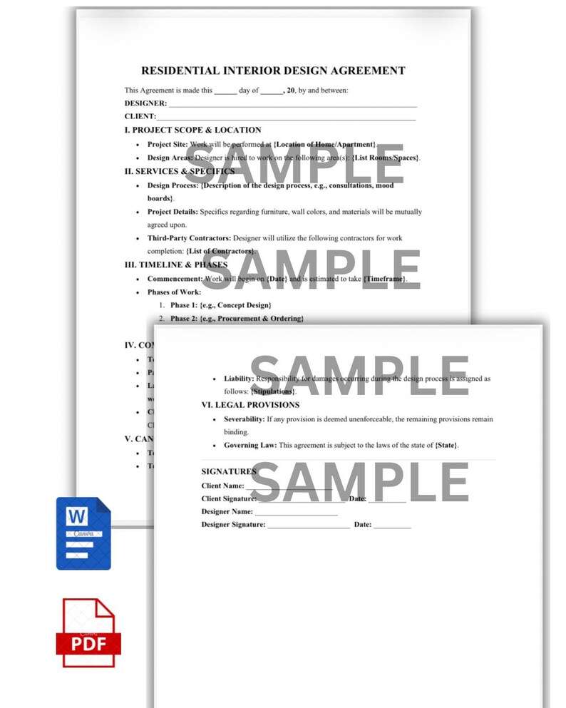 Interior Design Agreement Template | Home Renovation Contract (digital ...