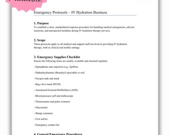 Guía de protocolos de emergencia de la clínica de hidratación intravenosa: Respuesta médica (PDF)