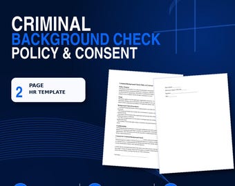 Criminal Background Check Policy & Consent Form – Employee Screening Authorization, HR Hiring , Volunteer Form | PDF and Word