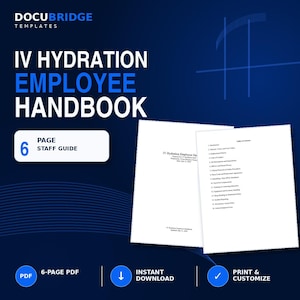 IV Hydration Employee Handbook Template – IvVTherapy Clinic Policies, HIPAA, Staff Training, Medical Spa Hr Manual