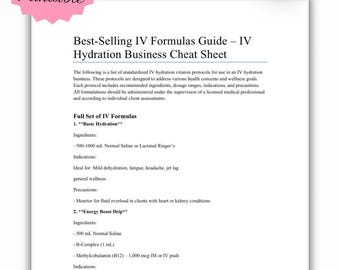 Hoja de referencia para protocolos de goteo intravenoso: Referencia de la clínica de bienestar (Plantilla descargable en PDF)