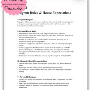 Program Rules & House Expectations for Independent Living Facility | Resident Behavior Policy PDF