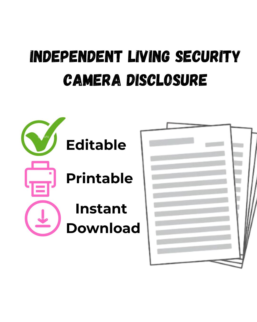 Video Recording Disclosure Statement Example Security Camera Disclosure Form for Independent Living Facility ...