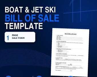 Boat Bill of Sale Template – Jet Ski & Watercraft Sale Agreement with Motor, Trailer | PDF