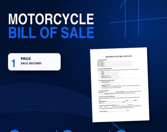 Motorcycle Bill of Sale Template – Bike Sale Agreement, VIN, Odometer, As-Is & Notary Form | PDF and Word