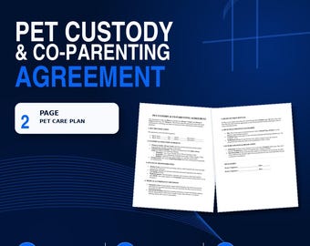 Pet Custody Agreement Template – Pet Co-Parenting, Visitation Schedule, Shared Expenses & Veterinary Care | PDF and Word