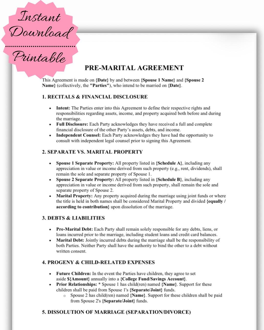 Premarital Agreement Template Professional Prenuptial Agreement