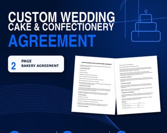 Wedding Cake Contract Template | Bakery Client Agreement & Cake Order Form | Baker Business Template