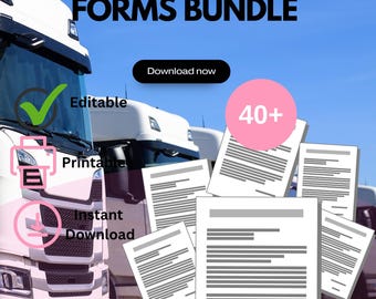 Formularios comerciales para empresas de transporte: solicitudes de conductor, registros de viaje, políticas, listas de verificación y plantillas de inicio.