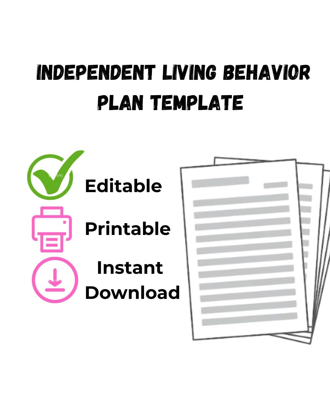 Independent Plan Example Behavior Plan Template for Independent Living Facility | Editable PDF ...