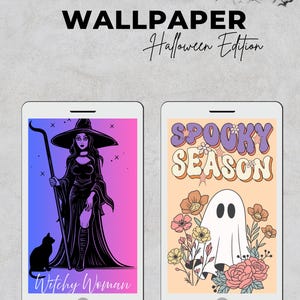 Halloween Phone Wallpapers: Spooky Witchy PNG Backgrounds (Set of 10 Digital Downloads)