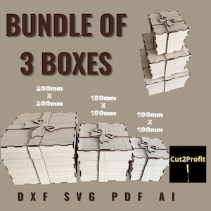 Laser geschnittene Box-Vorlagen - Set mit 3 digitalen Dateien in svg dxf ai pdf