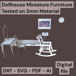 Miniature Dollhouse Furniture SVG Bundle – Laser Cut Files for 1:12 Scale DIY Wood Projects
